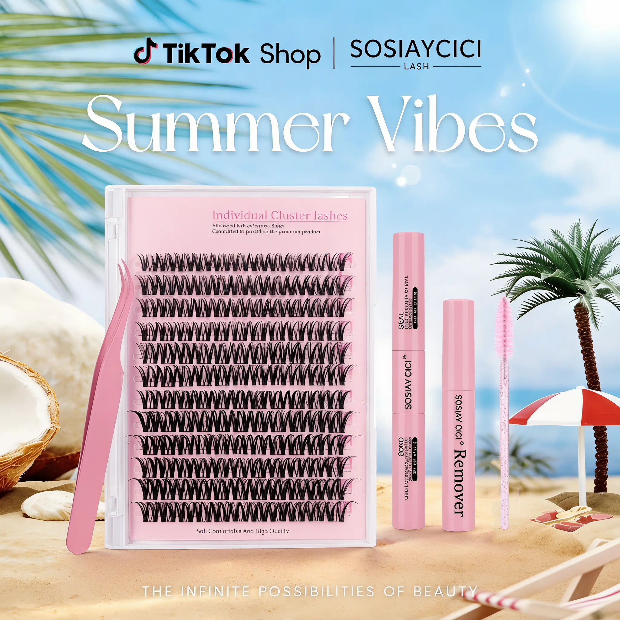 [SOSIAYCICI · QUICK FIT SERIES] Fairy Light Mist Natural Look Cluster Lashes 9-16mm Mixed Wispy Thin Band Individual Lash Clusters Summer Beach Date Holiday Makeup For All Eye Shapes with Waterproof Long Lasting Bond&Seal Remover Tweezers Spoolie