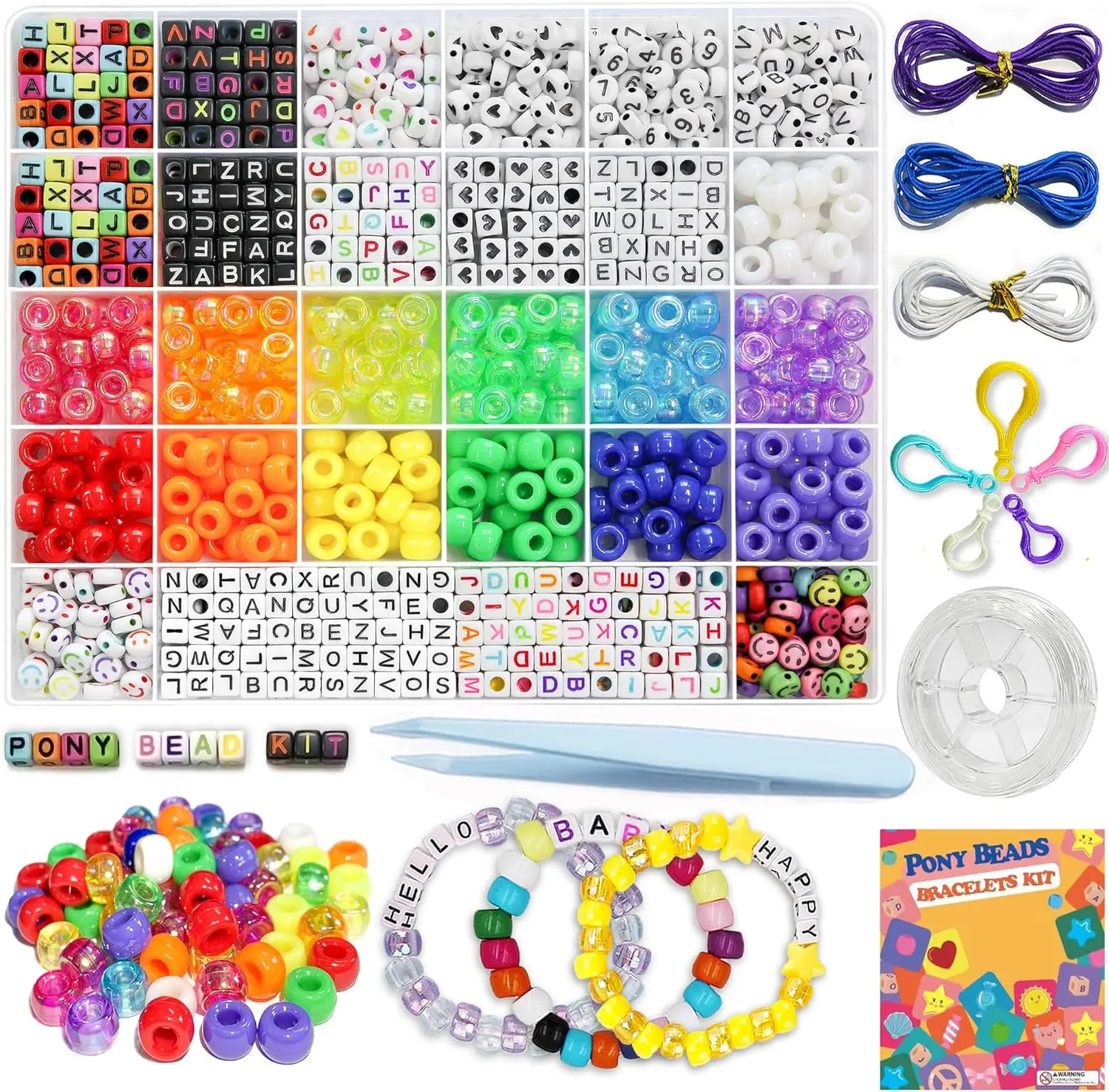 1300-Piece DIY Children's Craft Kit - Colorful Plastic Beads, Letter Beads, Charms, Bracelet-Making Supplies for Custom Necklaces, Jewelry Decorations, Diy Mixed Beads, Bead Beading Kits