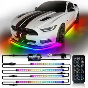 Aura DreamColor Underglow Chasing Light Kit with APP & Remote Control 4 PCS Flexible RGBIC LED Light Strips for Car Exterior Neon Accent Underbody Lights I