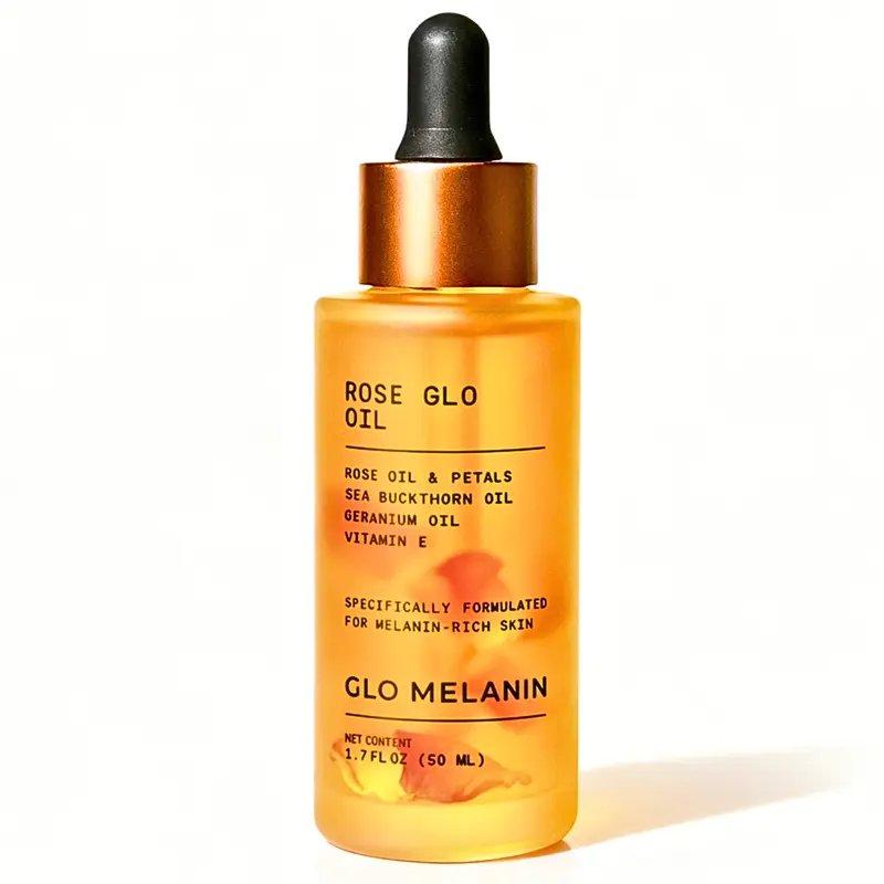 Glo Melanin Rose Glo Oil for Glass Skin Glow, 50ml - Vegan, Lightweight, Radiant Facial Serum for Clear & Radiant Skin