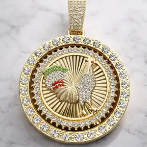 14K Gold Plated Rooster Pendant 3.5" Size Jewelry Piece
