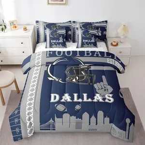 Football 7 Pieces Comforter Sets Rugby Sports Bedding Set,Sports Theme Bed in a Bag with Comforter,Sheets,Pillowcases & Cushion Cover