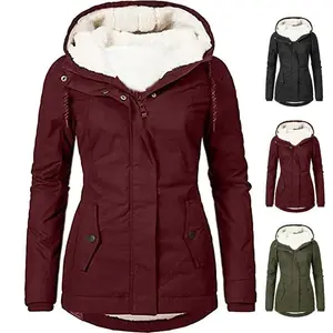 2025HoodedWomenSpliceZipperCoatsLooseCasualPocketsParkasRegularThickFullSleeveWarmSolidJacketsAutumnWintercamouflagedesignplushsweatshirtwinterclothes