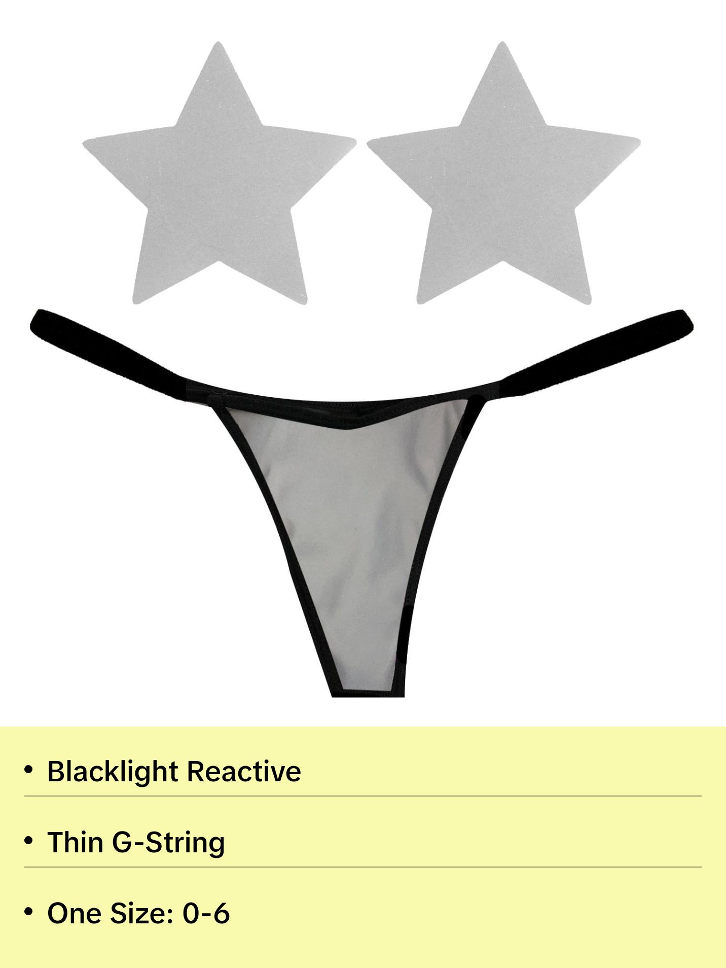 Reflective White Grey G-String Naughty Knix Pasties & Panties Set
