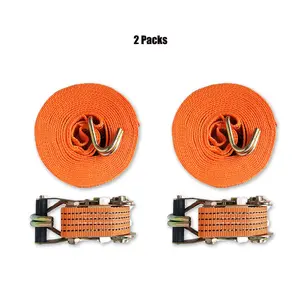 AA Products Heavy Duty Securing Cam Tie Down Ratchet Straps with Double J-Hooks (RS-805-8 Meter/26.25 Feet x 2 inch - 11000 Lbs) 2 Packs