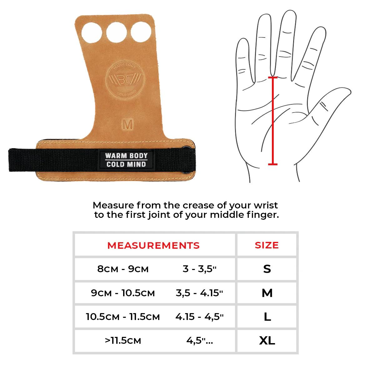 Warm Body Cold Mind Leather Hand Grips Basic for weightlifting, cross training, gymnastics, hand grips from durable leather with secure grip protect palms, prevent rips, with comfortable design for training performance