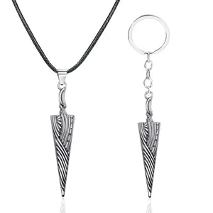 Hollow Knight Bone Nail Logo Necklace or Keychains the Pale King Figure Hollow Knight Game Bone Nail Metal Necklace Keychain for Fans New 1735