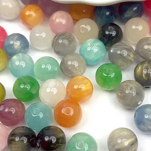150PCS 12mm Acrylic Gold Flowing Sand Beads, Acrylic Material Supplies for DIY Jewelry Making, Beading Crafts