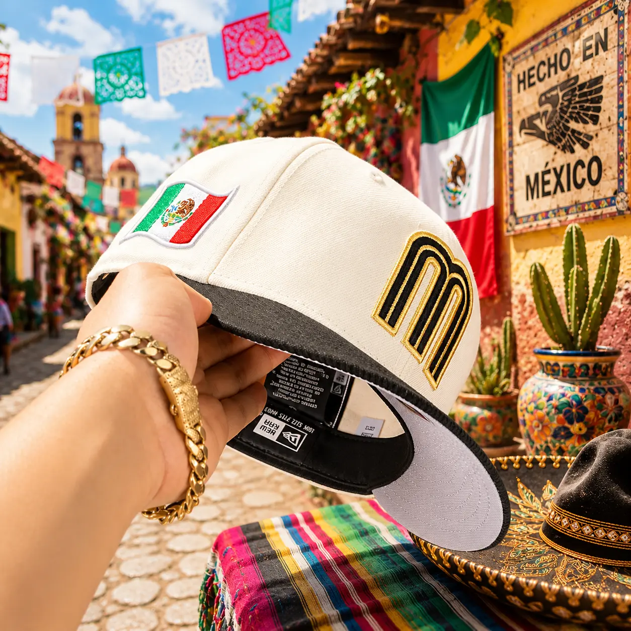 New Era Mexico Snapback Hat – Premium Mexican Flag Baseball Cap with Embroidered M Logo, Adjustable Flat Brim Streetwear Hat for Men Women, Green White Red Gorras, Sombrero Mexicano, Hip Hop Urban Fashion, TikTok Viral USA