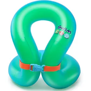 Kids Swim Vest, Pool Floaties for Kids 3-6yrs/7-14yrs, Learn to Swim Arm Float Fits Children 33-50 lbs/50-88 lbs,Swim Trainer with Dual Air Chambers & Adjustable Safety Buckle,for Beach & Pool-Green M