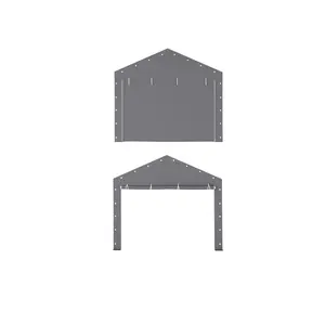 2-Pack Heavy-Duty 180G Zipper Doors Replacement for Carport - 13' x 20' to 13' x 25' Portable Garage Tent Shelter, Windproof & Waterproof UV-Protected Tarp (Doors Only) - Gray