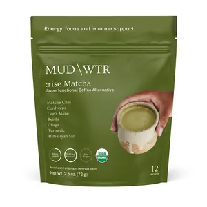 MUDWTR Matcha Clean Energy Boost - Mushroom Based Matcha Beverage with 100% Organic Matcha Ayurvedic Herbs & Functional Mushrooms - 12 Servings - Premium Coffee Alternative Greentea