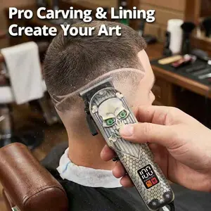 DEBARK Professional T-Blade Hair Trimmer with Manganese Steel Blade Low Noise Motor 1200mAh Battery 2.5H Runtime USB Fast Charging Cordless Detailer for Lining Carving & Beard Shaping