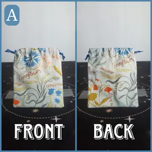 The Harmony Pouch - Cotton Crystal Storage Bag with Internal Divider for Safe and Balanced Stones H: 4.5", W: 4.25", D: 0.13".
