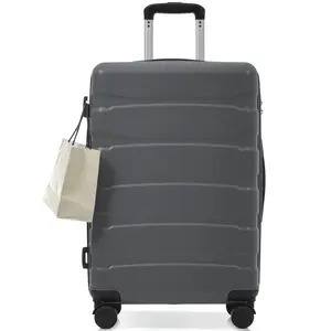 Gray 24-Inch Hardshell ABS Carry-On Luggage, Durable Expandable Travel Suitcase with Spinner Wheels and TSA Lock