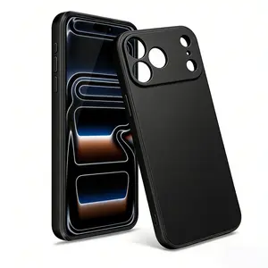 【Can DIY】Classic Straight Edge Slim Soft TPU Black IPhone Case, Matte Texture Precise Cutouts, Anti-Scratch Shockproof Protective Cover For iPhone X/XS/XS Max/11/12/13/14/15/16/17 Pro/Pro Max/Plus/Air