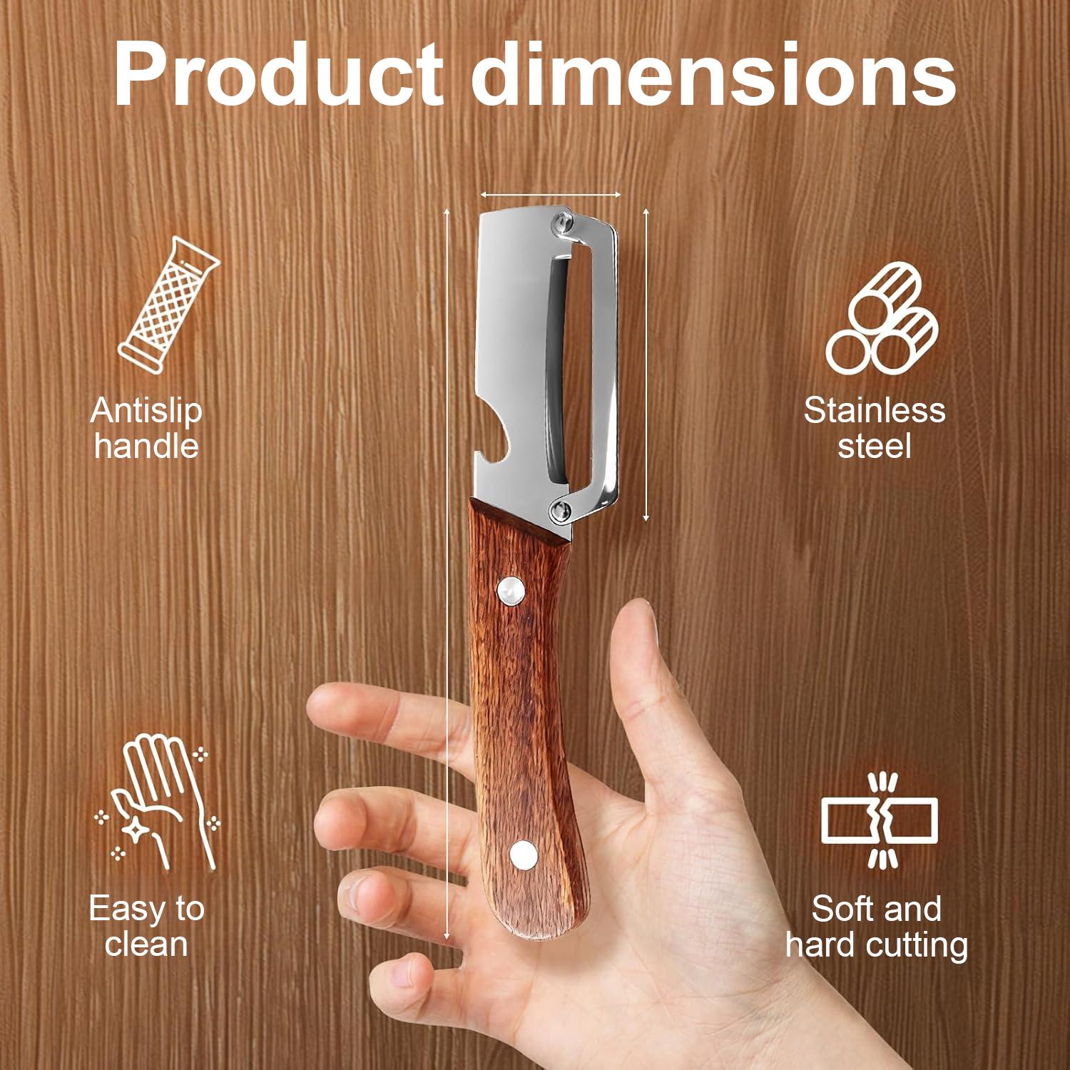 2-in-1 Stainless Steel Fruit & Veggie Peeler with Bottle Opener, Wooden Handle Non-Slip Ergonomic Grip, Sharp Durable Peeler for Kitchen Vegetable Fruit Peeling
