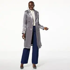 Jaclyn Smith Metallic Belted Trench Coat