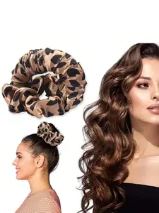 Heatless Hair Curler with Polka Dots, Overnight Satin Curling Set, Heatless Styling Kit for All Hair Types, Shiny Bouncy Curls, Includes Scrunchie & Clip, No Heat Needed
