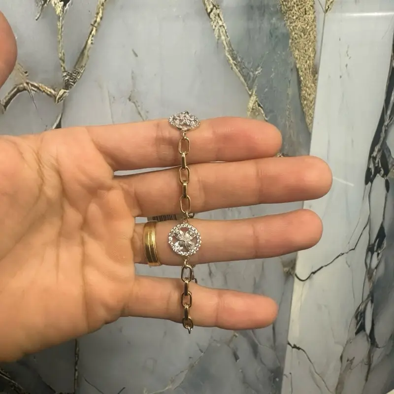 10K Gold Franco Bracelet with Round Stations – 7.5”