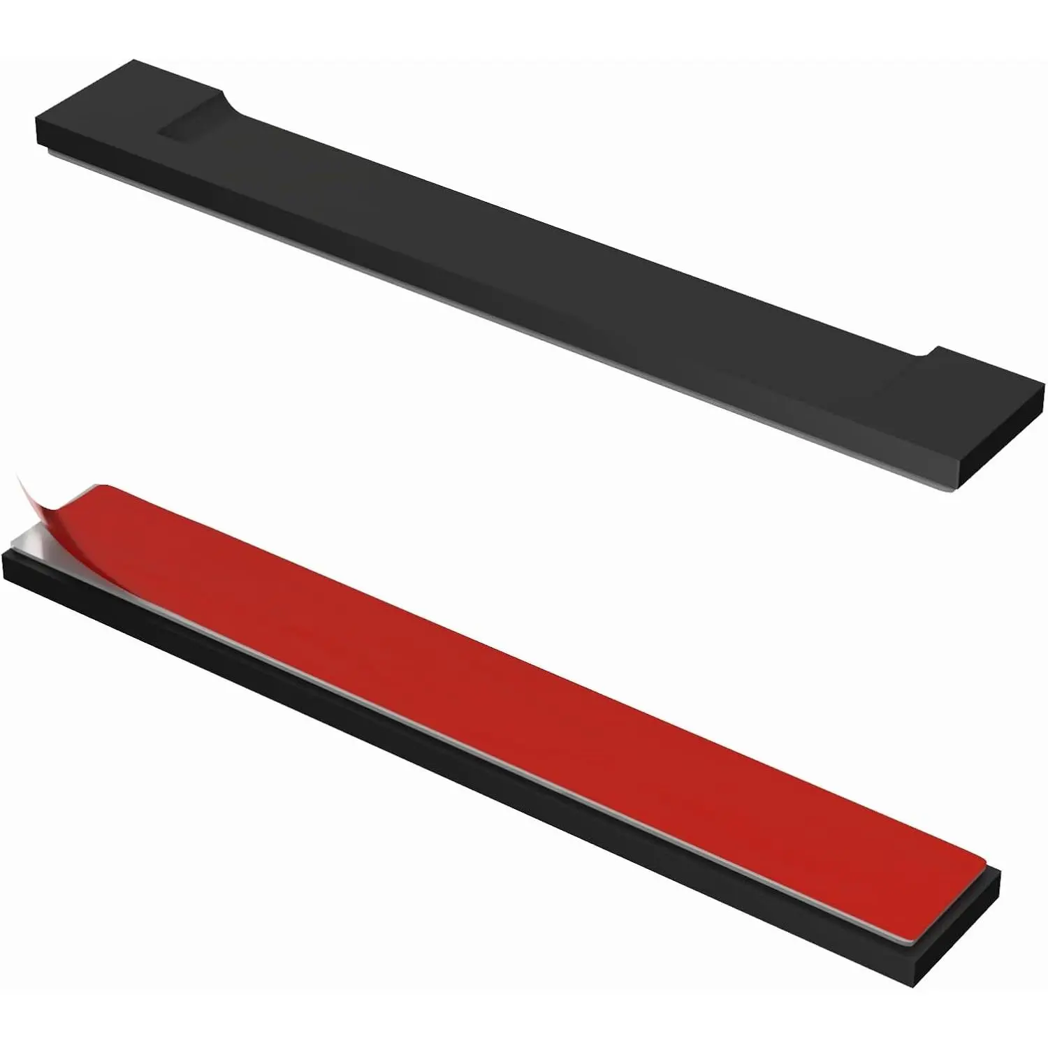 STB Self-Adhesive Edge Fingerpull Door Handle - Screwless, Peel and Stick on , , Metal, Plastic - Sliding Doors Knob for Kitchen Fronts, Drawers & Dressers Panels - 2 Pack - Black