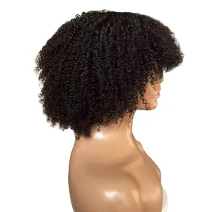High quality factory wigs  afro curly human hair natural color 100% human hair Brazilian hair