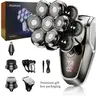 Bald Men's 7D Electric Rotary Shaver Grooming Kit - 5-in-1 with 7 Floating Roundheads, 7 Blades, Stainless Steel Head, Magnetic Detachable Design/Cleaning, IPX7 Wet & Dry, LED Display, USB-C Rechargeable Battery, 7500 RPM, Smooth Shave, Storage Case