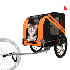 Large Folding Bike Trailer for Dogs – 66LB Capacity All-Terrain Pet Carrier, Durable Steel Frame for Cycling, Jogging, Camping & Outdoor Adventures