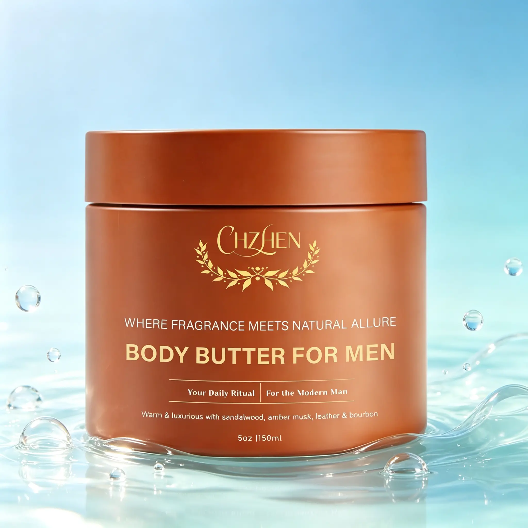 Men's 150ml Body Butter - Daily Nourishing Moisturizing Cream with Blue Fragrance, Bath & Body Care Product