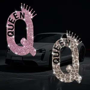 Shiny Capital Crown Q Car Sticker, Easy Installation Letter Pattern, Car Decorative Sticker, Suitable for Cars Trucks Motorcycles Glass Windows Laptops, Best Gift, Universal Car Sticker