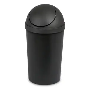 3-Gallon Swing Top Trash Can - Plastic Round Waste Bin for Home or Office, Black for Easy Disposal