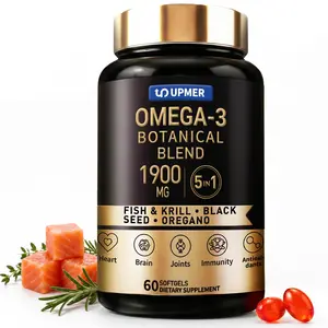 UPMER Omega 3 1900mg | Premium Wild Salmon Fish Oil for Heart, Brain & Joint Support | High Strength EPA DHA Formula | 60 Capsules/BOTTLE