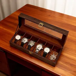 Christmas Wooden Watch Storage Box, Transparent Window Design, Dustproof Scratch-Resistant, Ideal for Collectors, Perfect Gift for Holidays