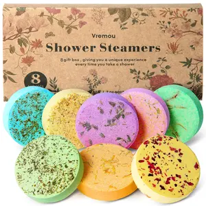 Shower Steamers 8 Pack Set, Shower Bombs Tablets in Box, 8 Fragrances with Shea Butter, Self-Care & Relaxation, Ideal for Women and Men