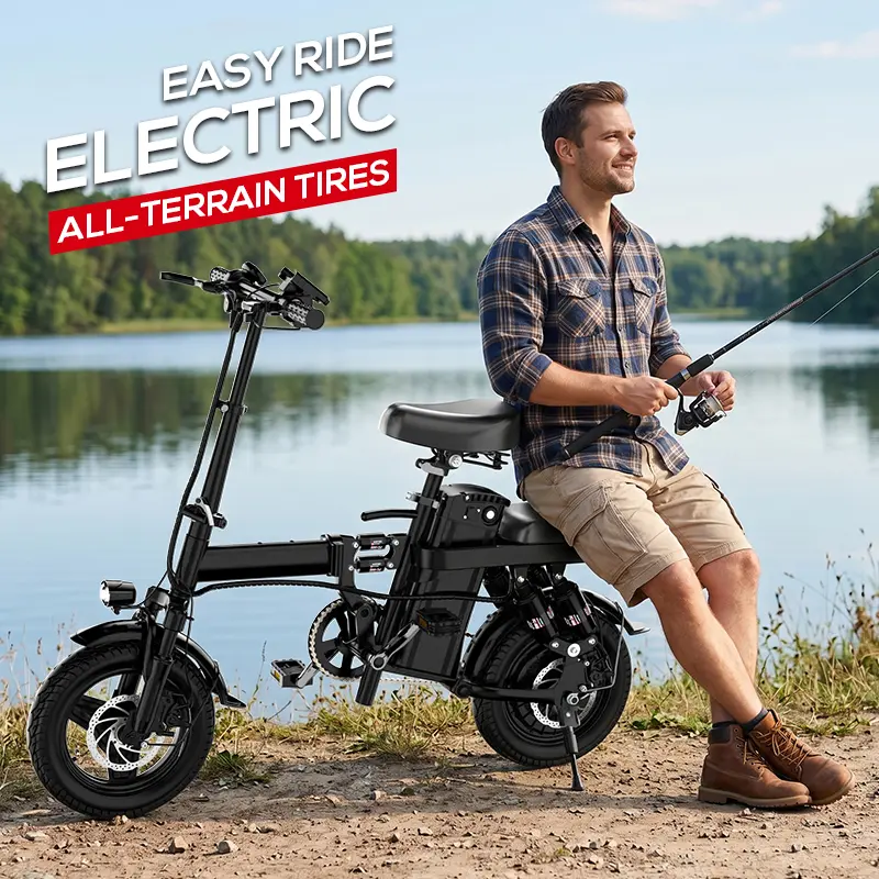 500W folding electric bike, standard, 48V 15Ah detachable lithium-ion battery, fashionable 14-inch commuter folding electric bike, original charger included as a gift