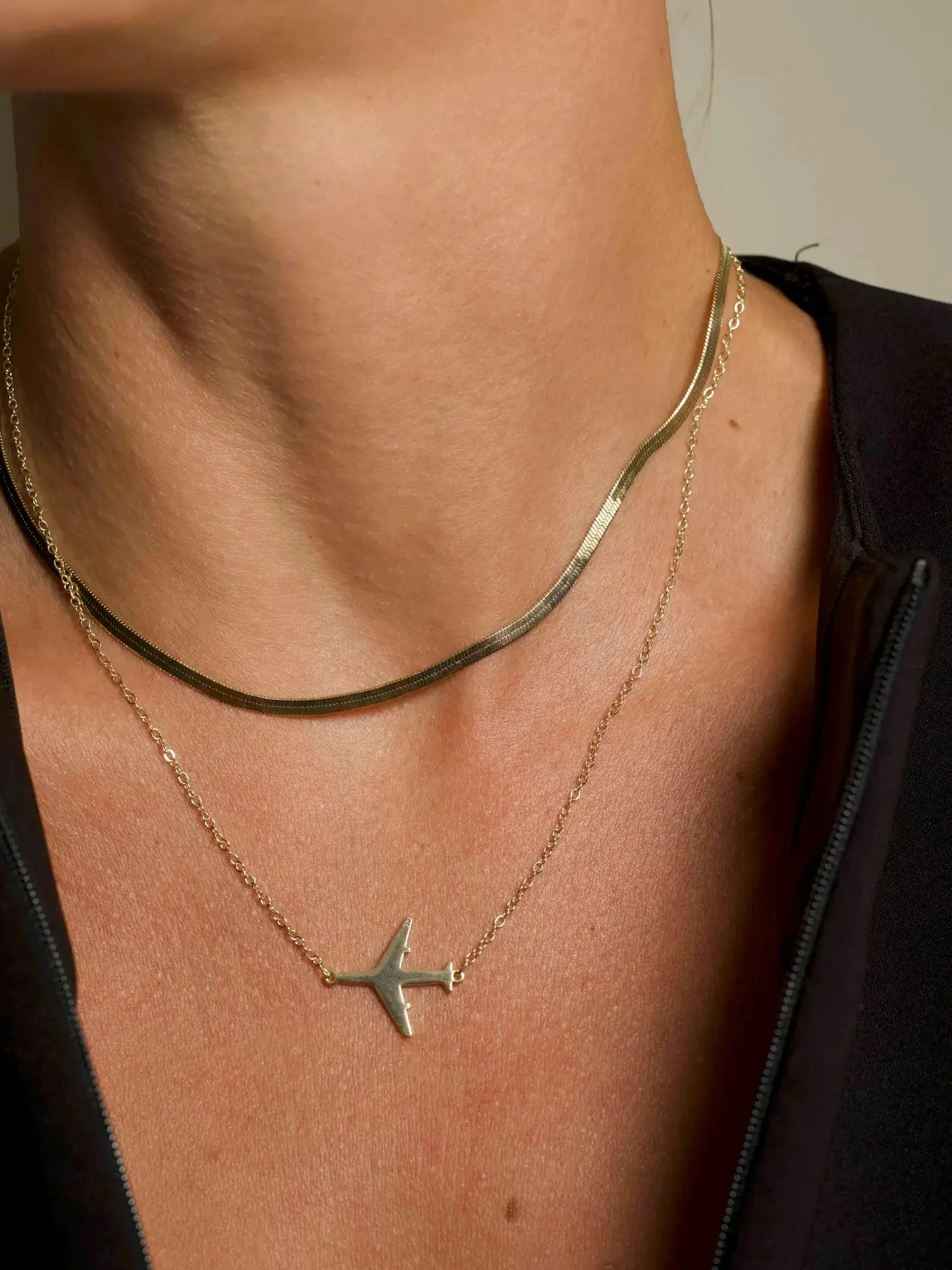 14K Gold Airplane Necklace | Dainty Travel Pendant | Flight Attendant Jewelry | Silver Jewelry for Women | Delicate Gold Plated Choker Plane