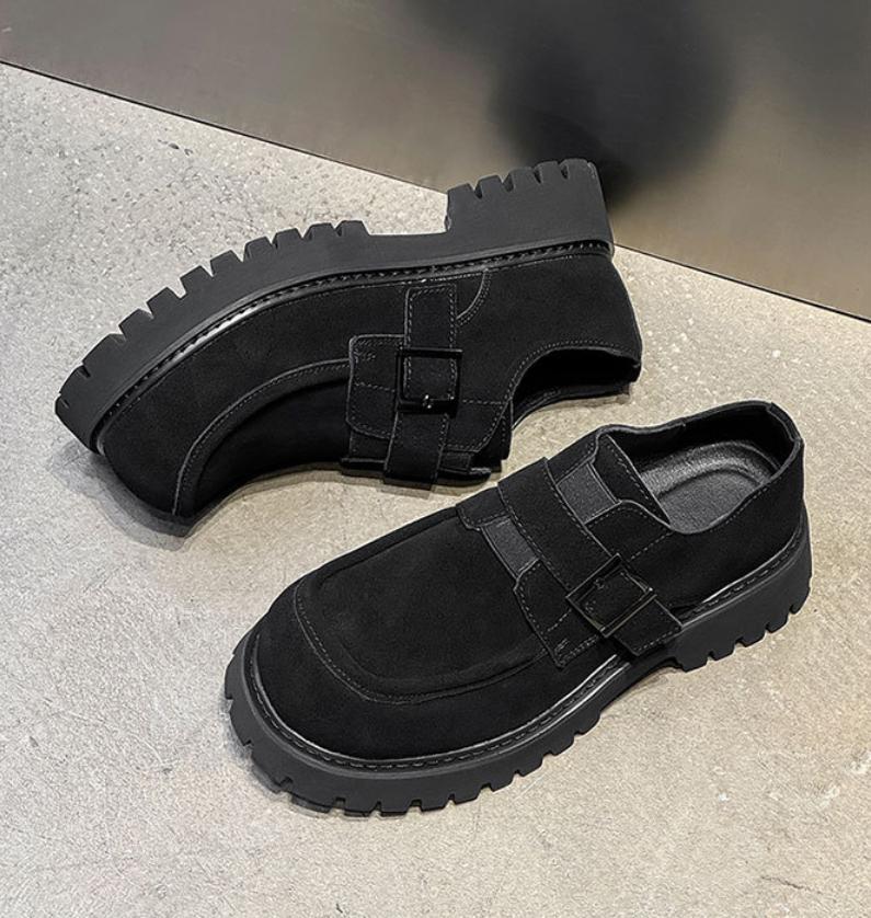 Men's Retro Platform Moccasins Simple Buckle Flattering Silhouette Street Fashion