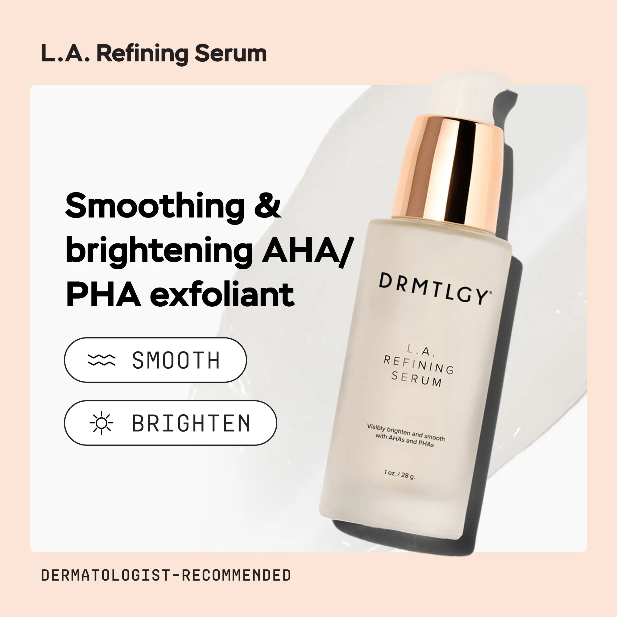 DRMTLGY L.A. Refining Serum 1 oz with Lactic Acid and Mandelic Acid DRMTLGY L.A. Refining Serum 1 oz with Lactic Acid and Mandelic Acid