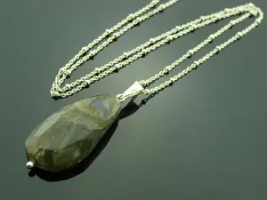 Flash Labradorite Pendant Necklace · 925 Sterling Silver · Iridescent Gemstone Jewelry · Gift for Her · Healing Crystal
