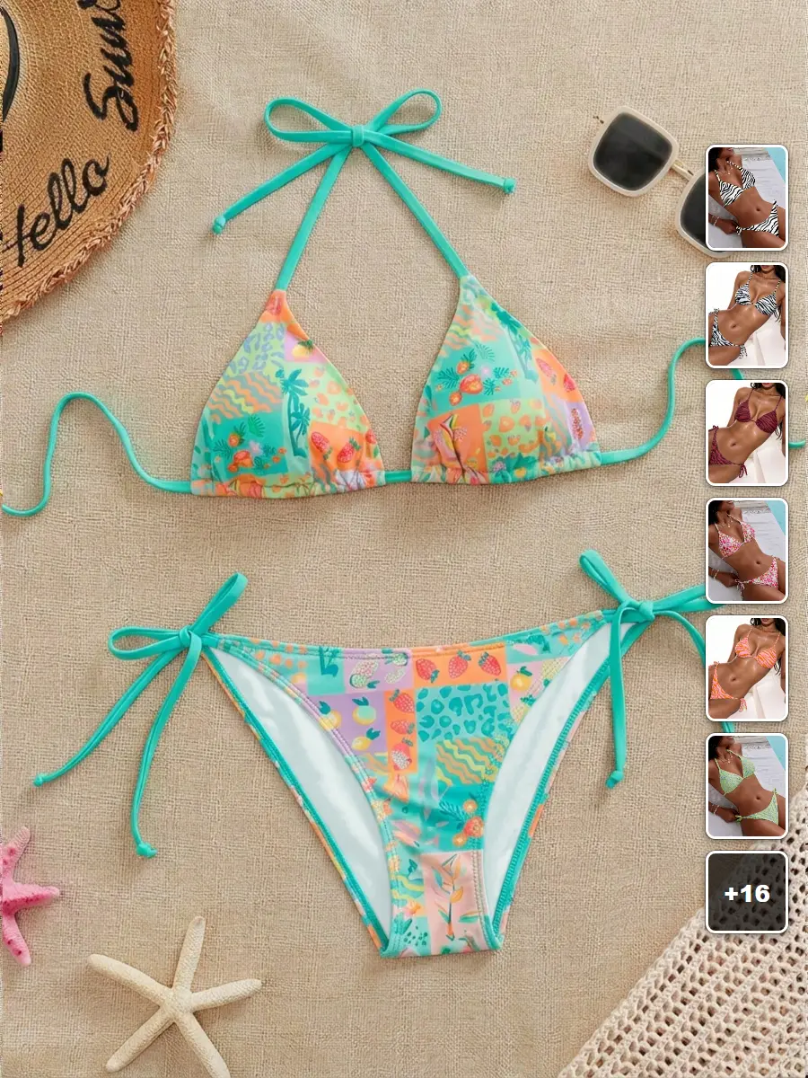 RUTMAN 2 piece swimsuit tropical print high waist beach vacation summer outfit