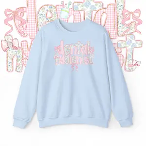 Dental Hygienist Sweatshirt | Pastel Gingham Floral Nurse Teeth Design