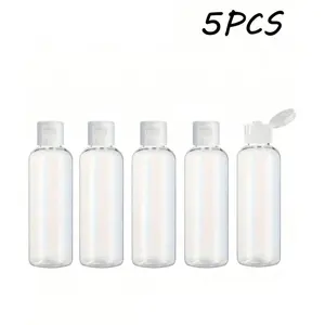 5PCS Transparent Round Shoulder Bottles with Butterfly Lids, Travel Empty Bottles, Cosmetic Sample Containers, Leak-Proof Squeeze Bottles