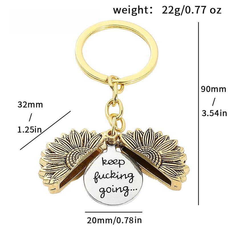Sunflower Keychain Inspirational Gifts for Women Men Birthday Christmas Gifts for Best Friend Student Graduation - Keep Fucking Going Keychain