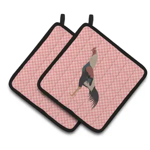 Carolines Treasures  Kulang Chicken Pink Check Pair of Pot Holders