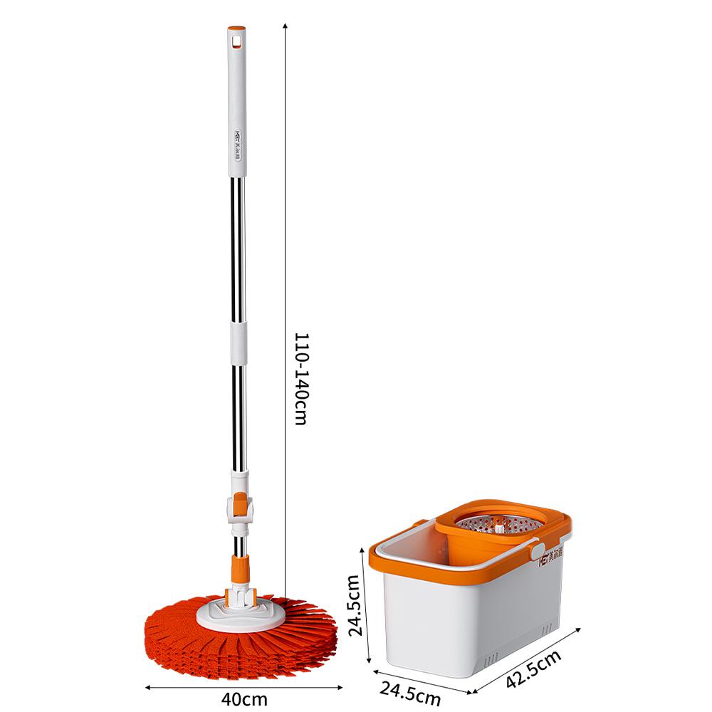 Mop Bucket Set with 360° Spin Mop and Bucket System 2 Microfiber Heads for Various Floor Cleaning Orange & White Extendable Stainless Steel Rod Mop Bucket Set with 360° Spin Mop and Bucket System 2 Microfiber Heads for Various Floor Cleaning Orange & White Extendable Stainless Steel Rod