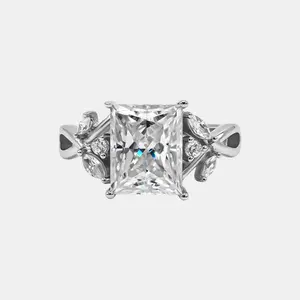 【Earlybird 734】“Cupid'S Garden” 4 Carat Thorn Tiara Synthetic Moissanite Ring - Elegant, Fashion, Wedding, Anniversary Jewelry Gift