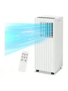 White 8000Btu Portable Air Conditioner, Standing AC Unit With Remote Control, LED Control Panel, 3-In-1 Function, Quiet Operation, Cool Up To 350 Sq.Ft, Sleep Mode&24Hrs Timer