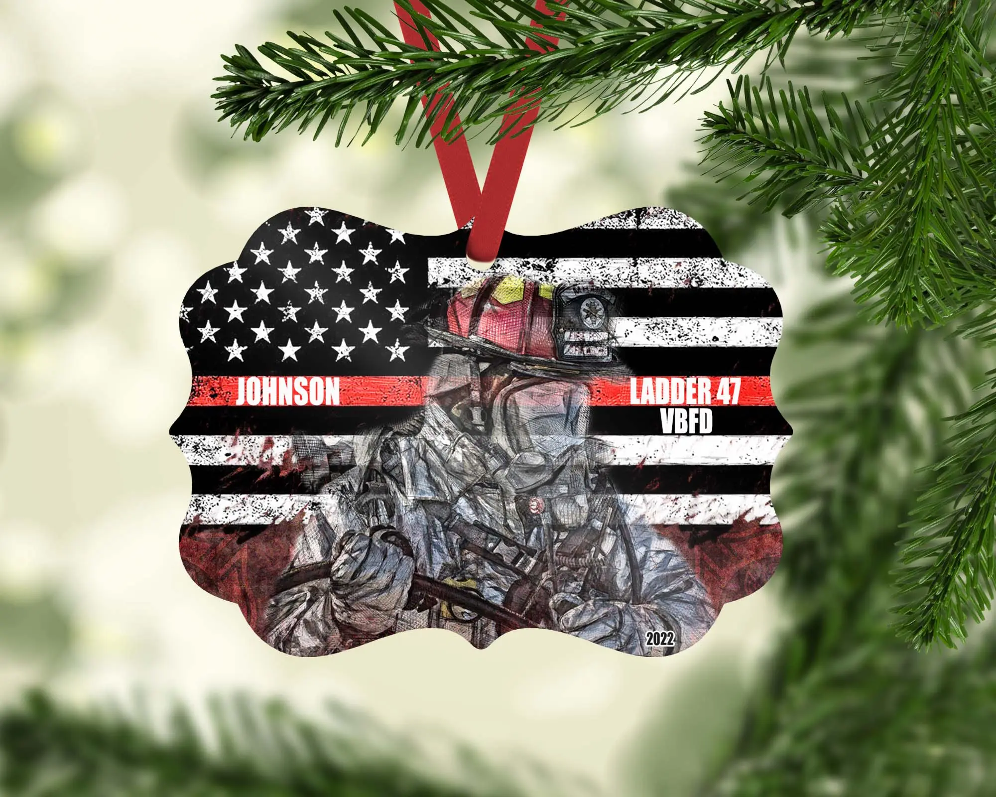 Firefighter Personalized Christmas Ornament