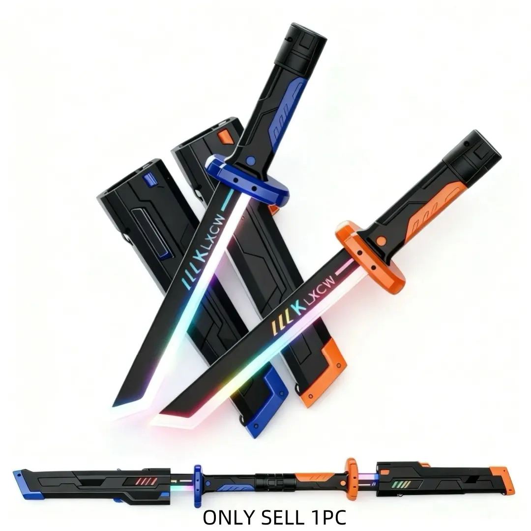 Colorful Light-Up Sword Toy Set, Cool LED Effects, Laser Blade, Light Up Saber, Handheld Led Saber, Usb Rechargeable Lightsaber, Includes Box, Battery-Powered, Ages 3+, Boy Toy Knife and Sheath