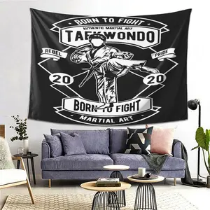 1pc Taekwondo Fighting Spirit 2025 Latest Tapestry, Wall Hanging - Polyester Tapestry - Gift for Friends and Yourself, Ideal for Home, Bedroom, Living Room, Office, Dorm Wall Decor, Live Stream Background, Art Poster, Bedroom Decoration, Office Decor